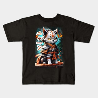 Samurai Cat 02 Kids T-Shirt